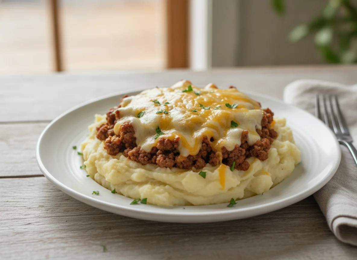 Mashed Potatoes with Ground Meat and Cheese photo