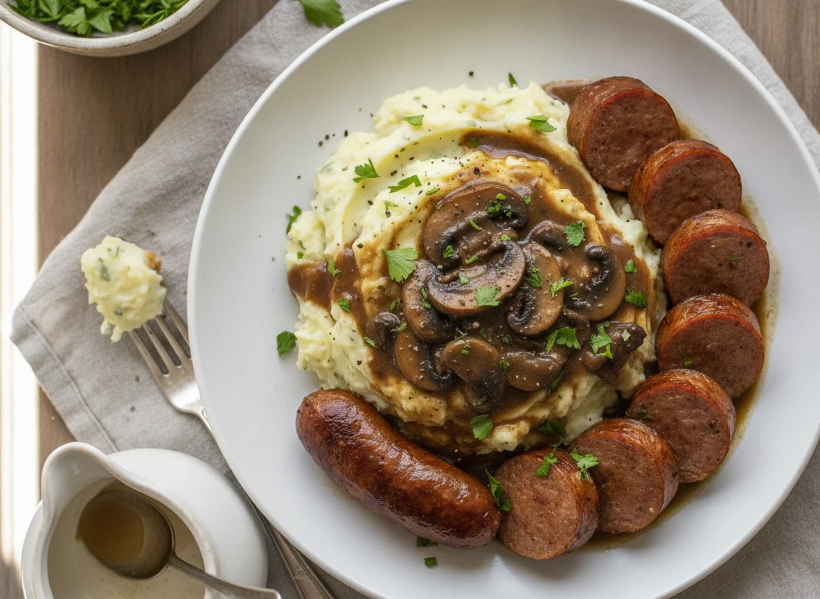 Mashed Potatoes with Sausage and Gravy photo