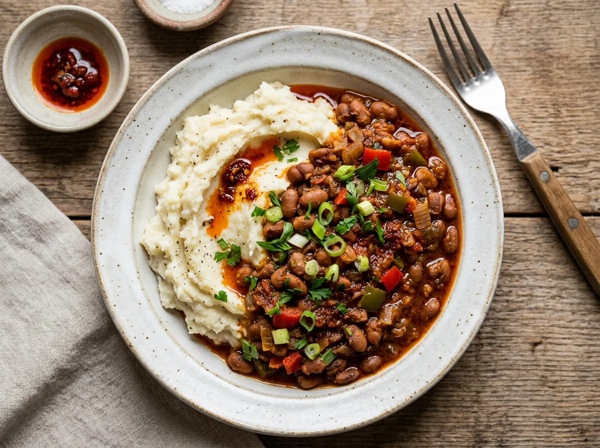 Mashed Yam and Beans Stew photo