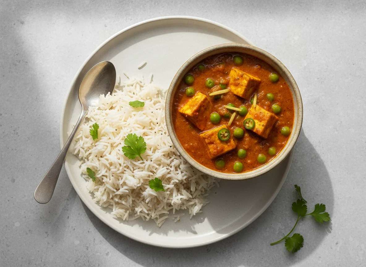 Matar Paneer with Basmati Rice photo