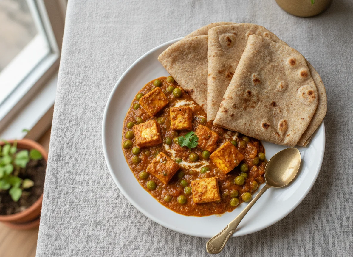 Matar Paneer with Roti photo