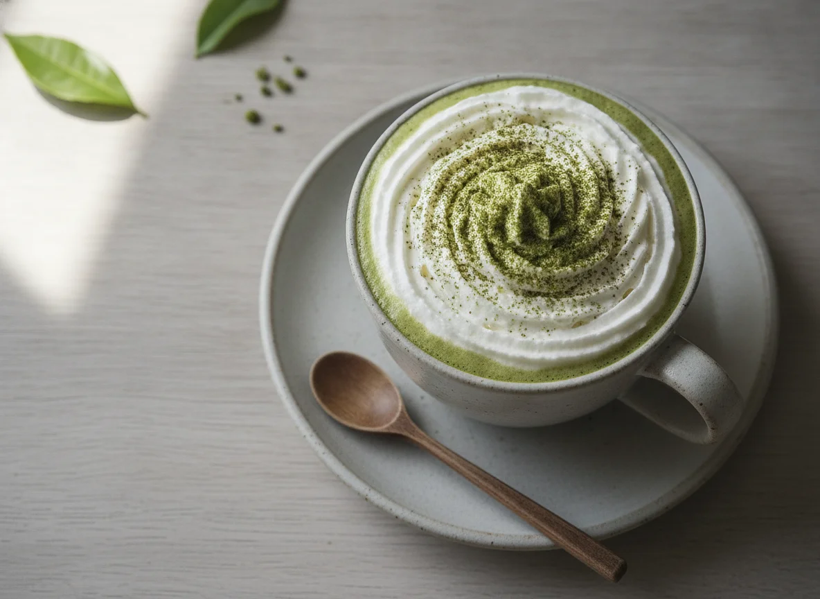 Matcha Latte with Whipped Cream photo
