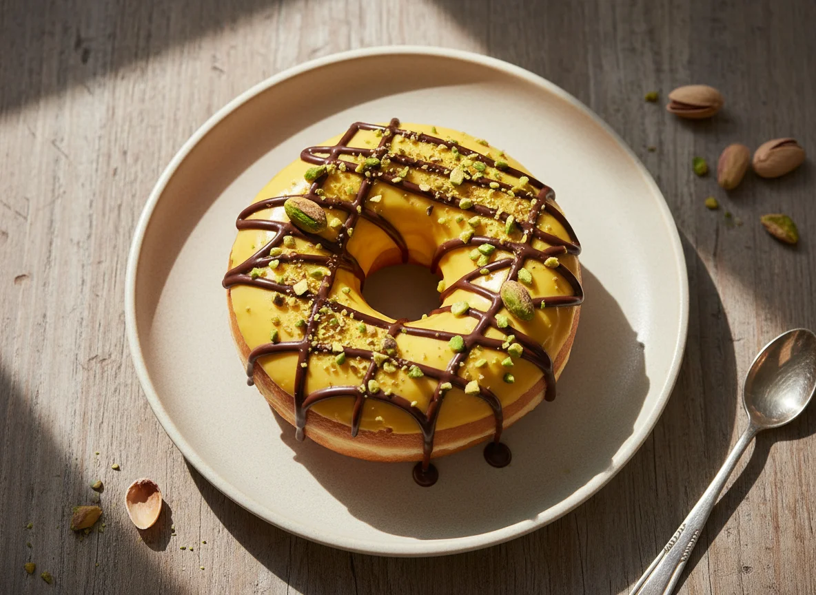 McDonald's Donut with Chocolate and Pistachio photo