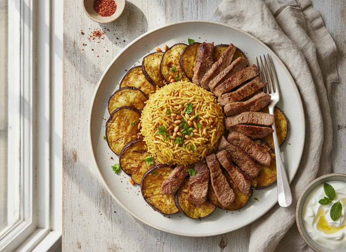 Meat and Eggplant with Rice photo