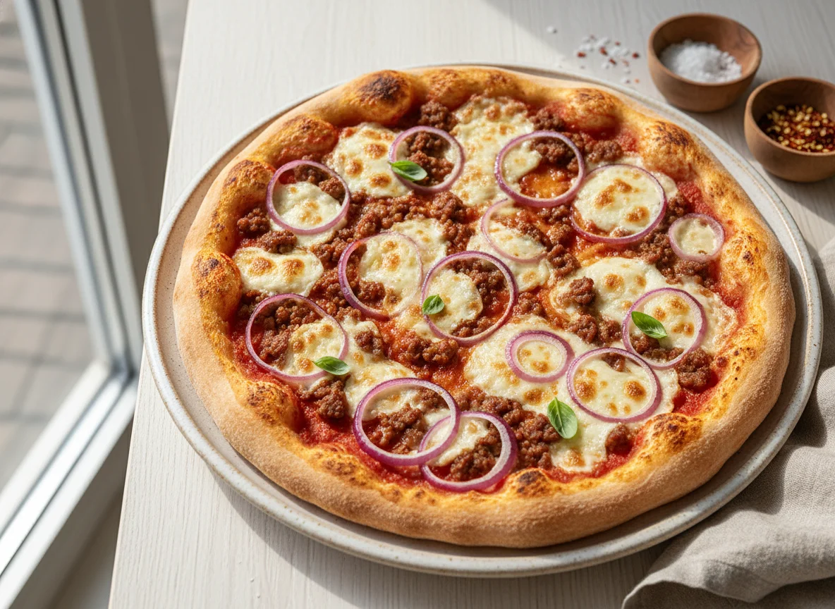 Meat and Onion Pizza photo