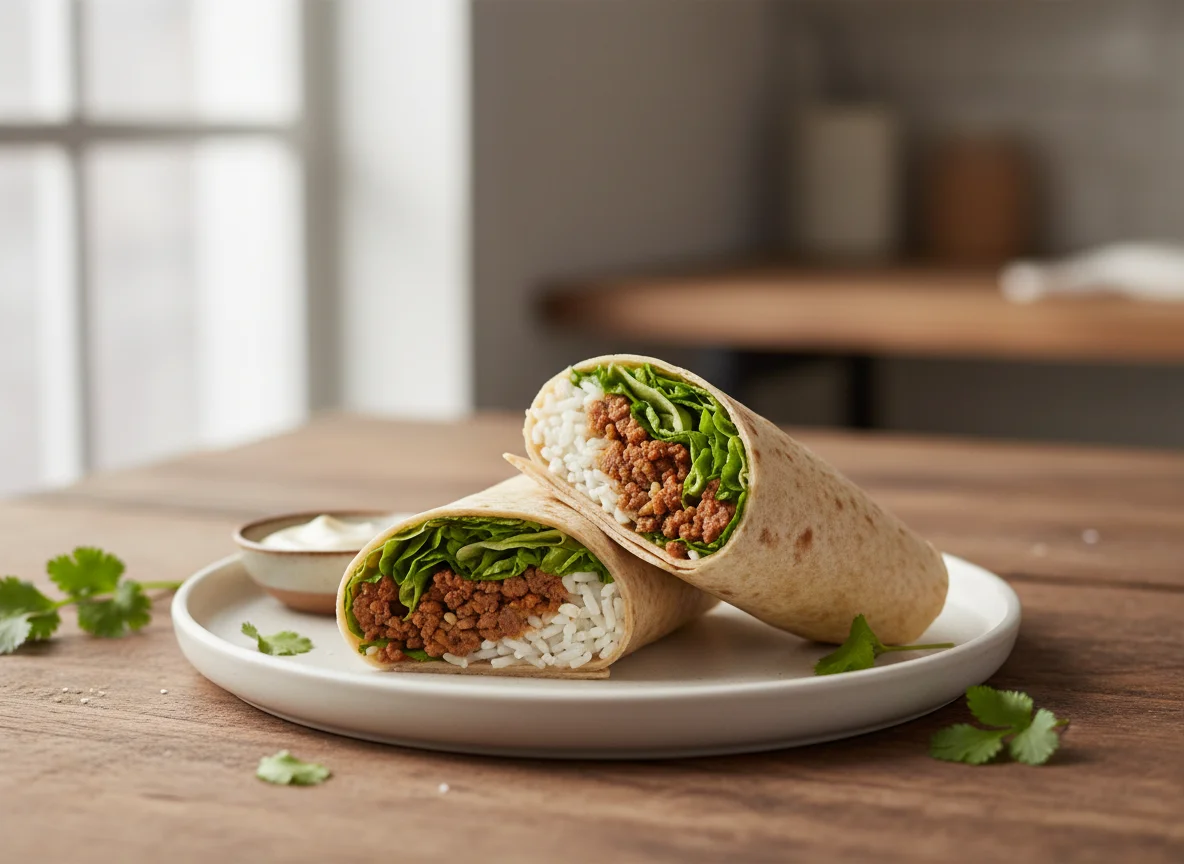 Meat and Rice Wrap with Lettuce photo