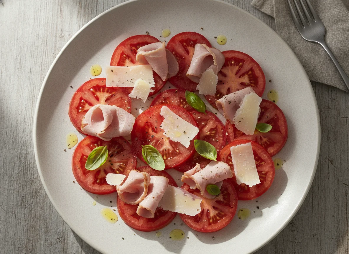 Meat, Cheese and Tomato Salad photo