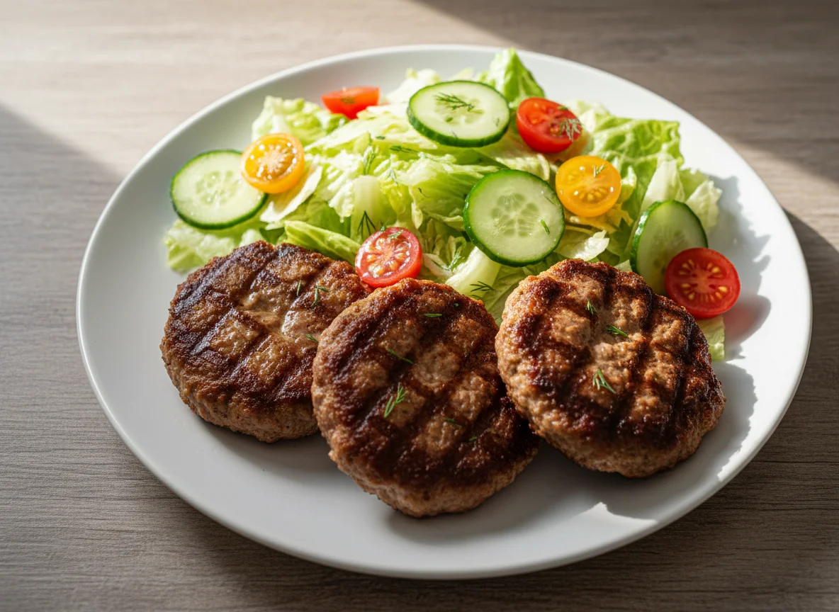 Meat Patties with Fresh Salad photo