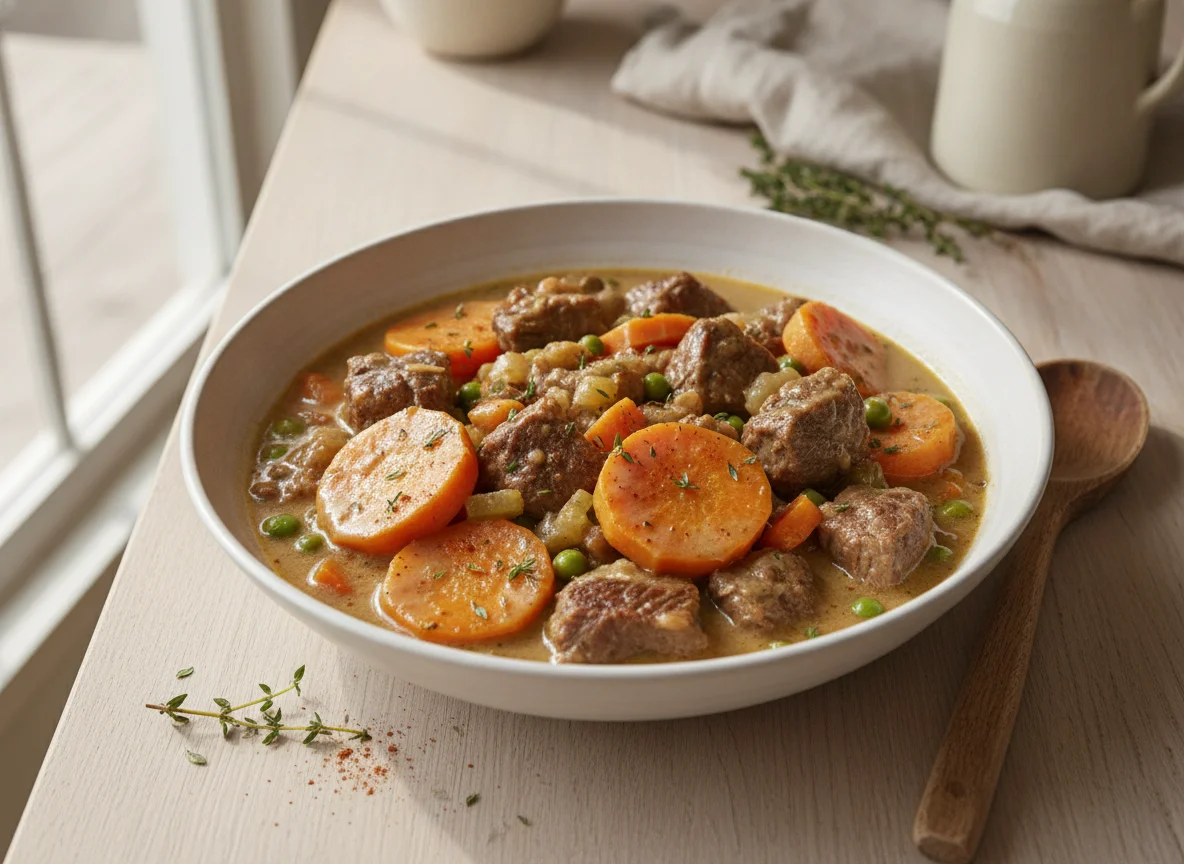 Meat stew with sweet potatoes photo