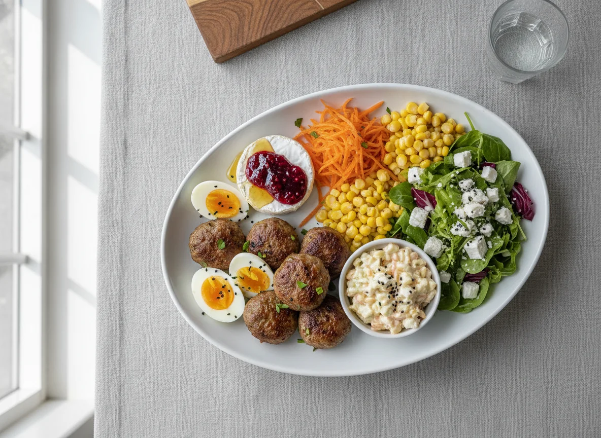 Meatball and Egg Salad Plate photo