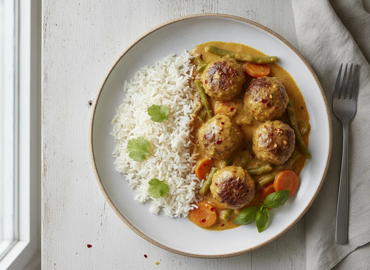 Meatball Curry with Basmati Rice photo