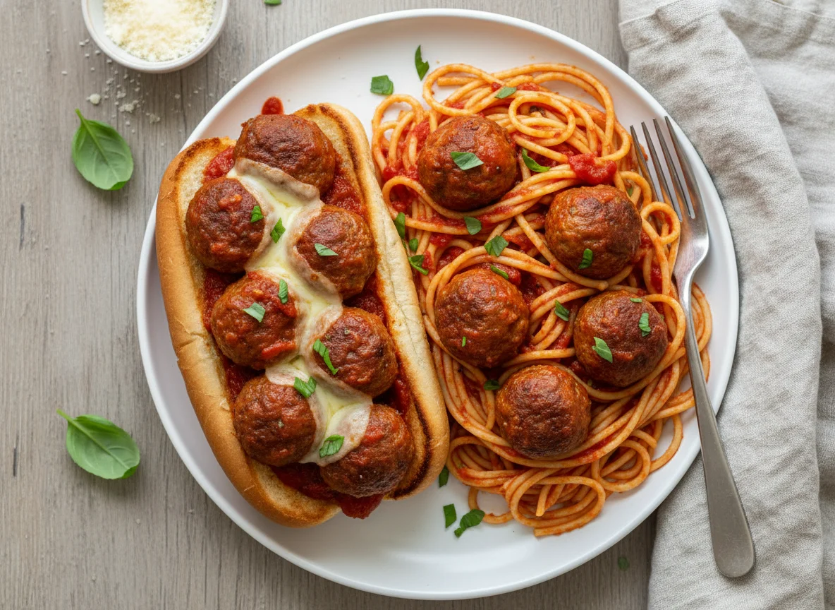 Meatball Sub and Spaghetti with Meatballs photo