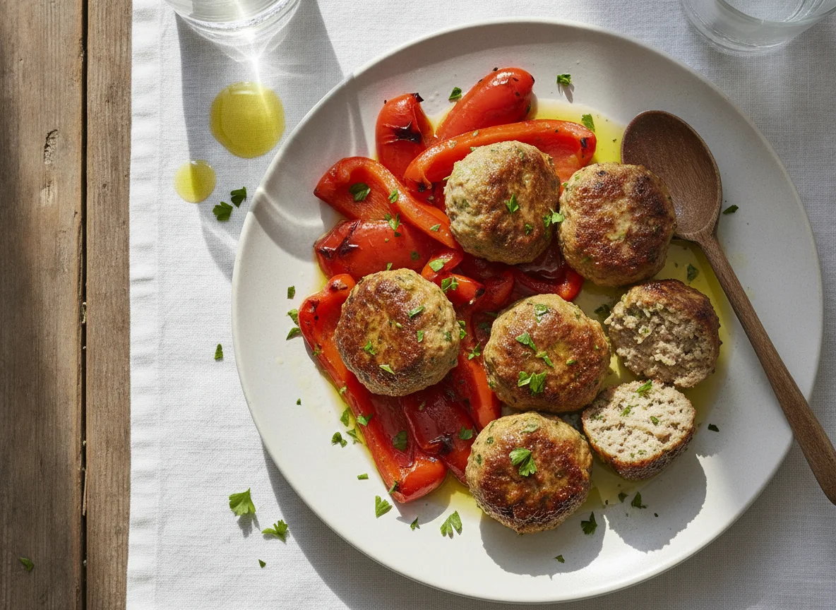 Meatballs and Roasted Bell Pepper photo