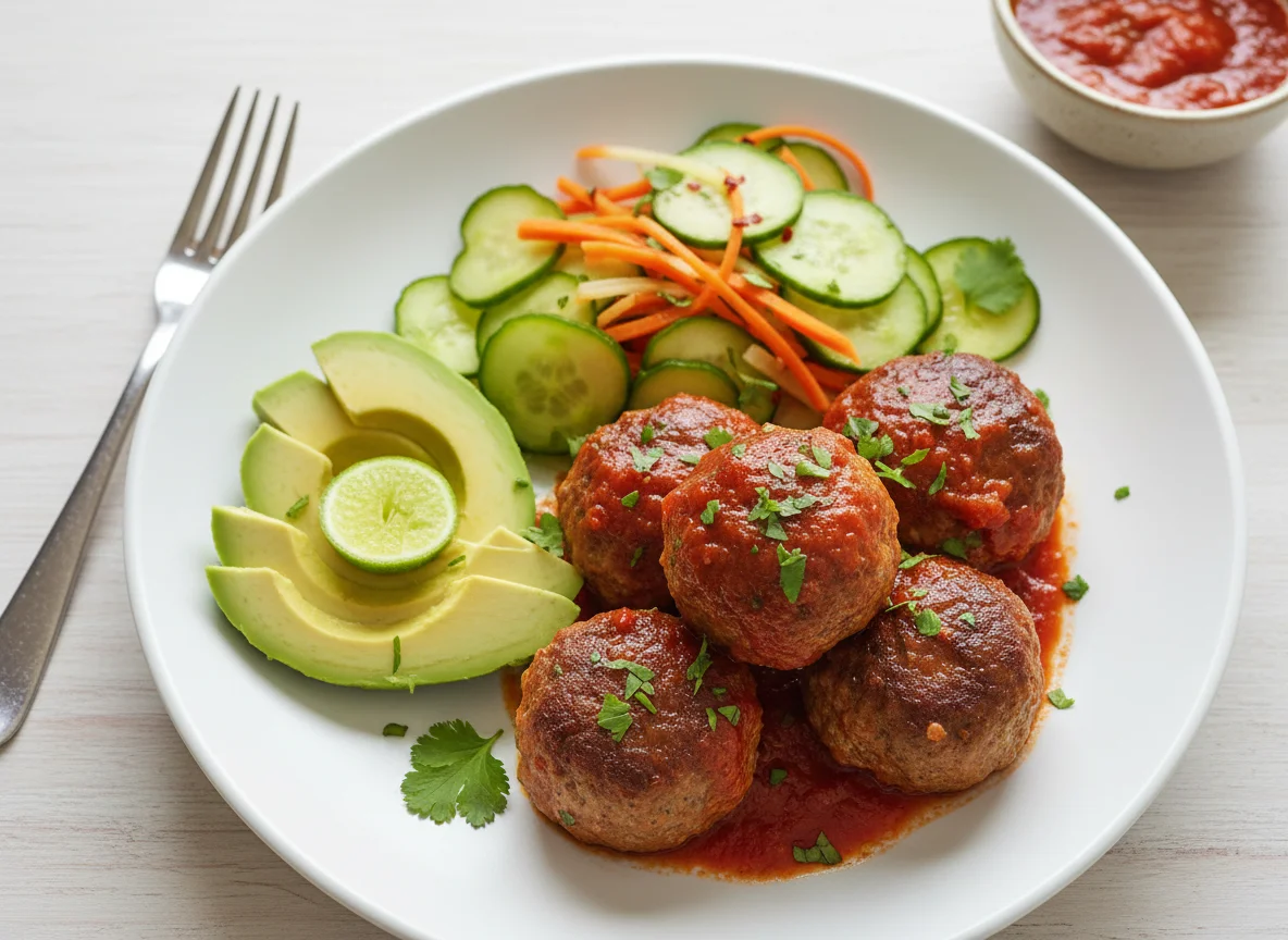 Meatballs with Avocado and Pickled Vegetables photo