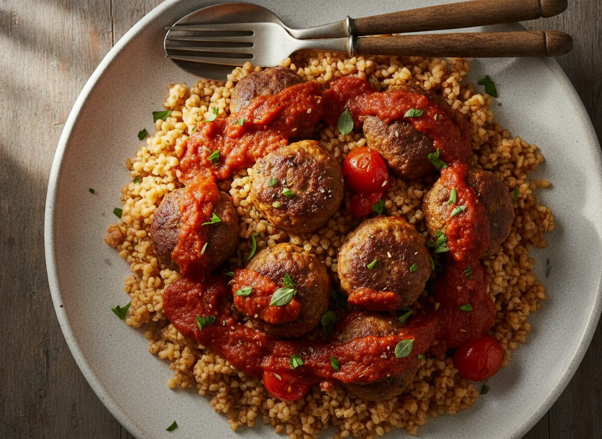 Meatballs with Bulgur and Tomato Sauce photo
