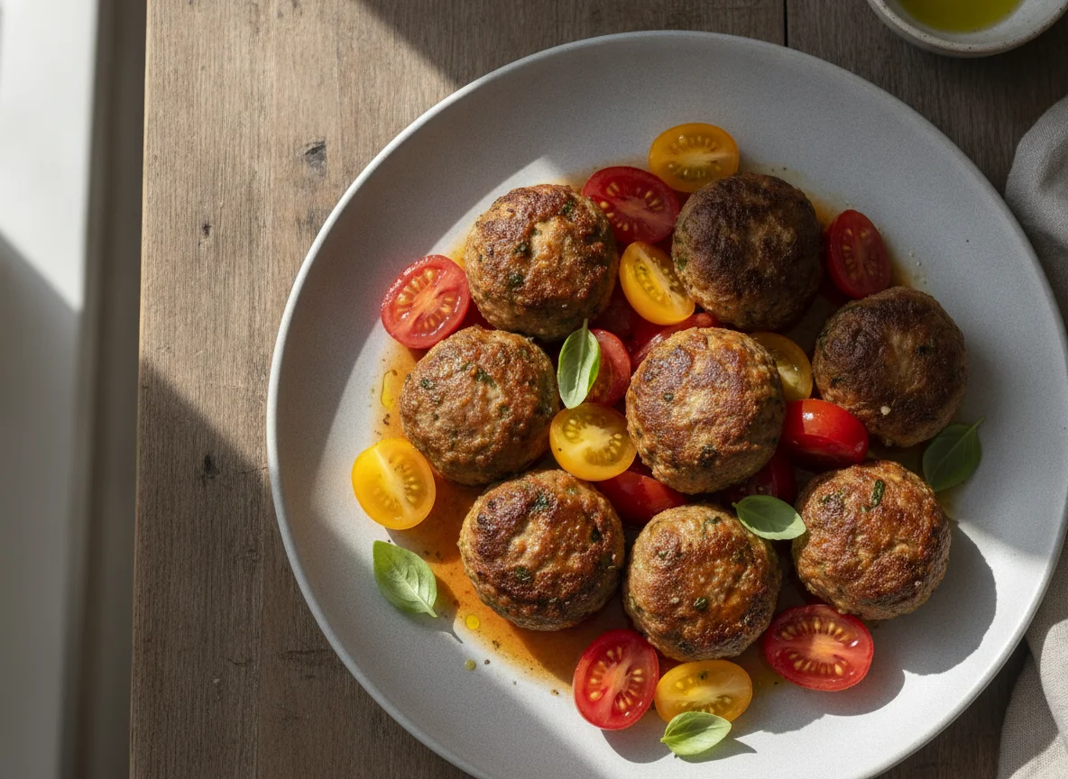 Meatballs with Cherry Tomatoes photo