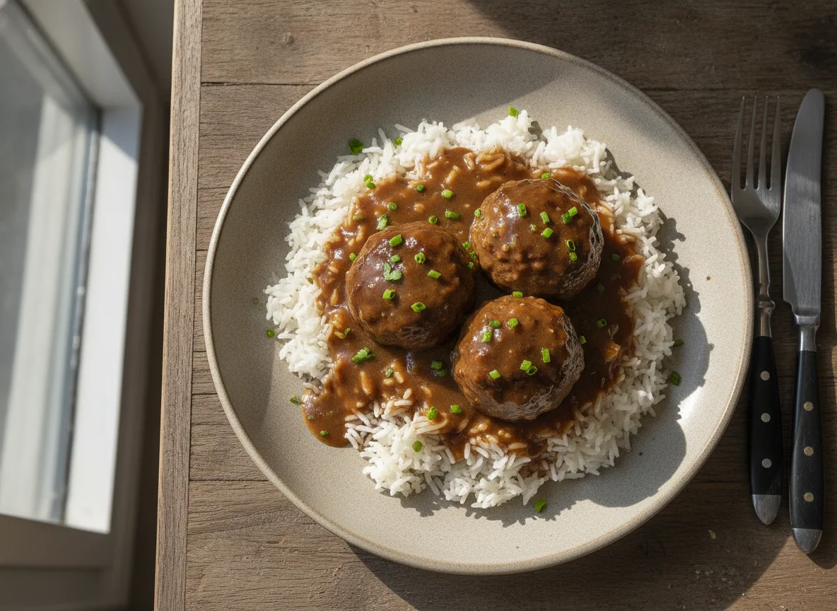 Meatballs with Rice and Gravy photo