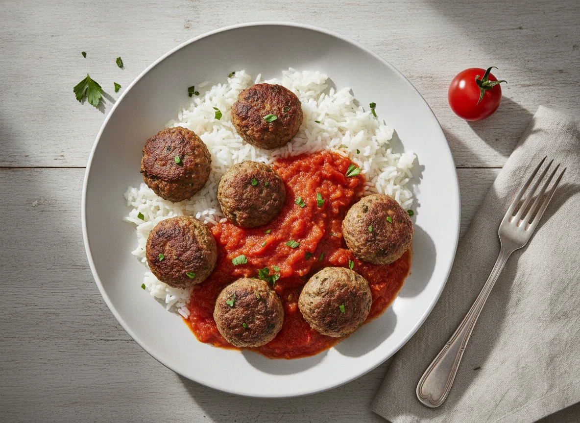 Meatballs with Rice and Tomato Sauce photo