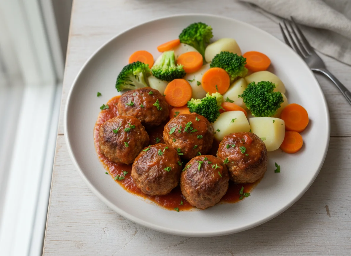 Meatballs with Steamed Vegetables photo