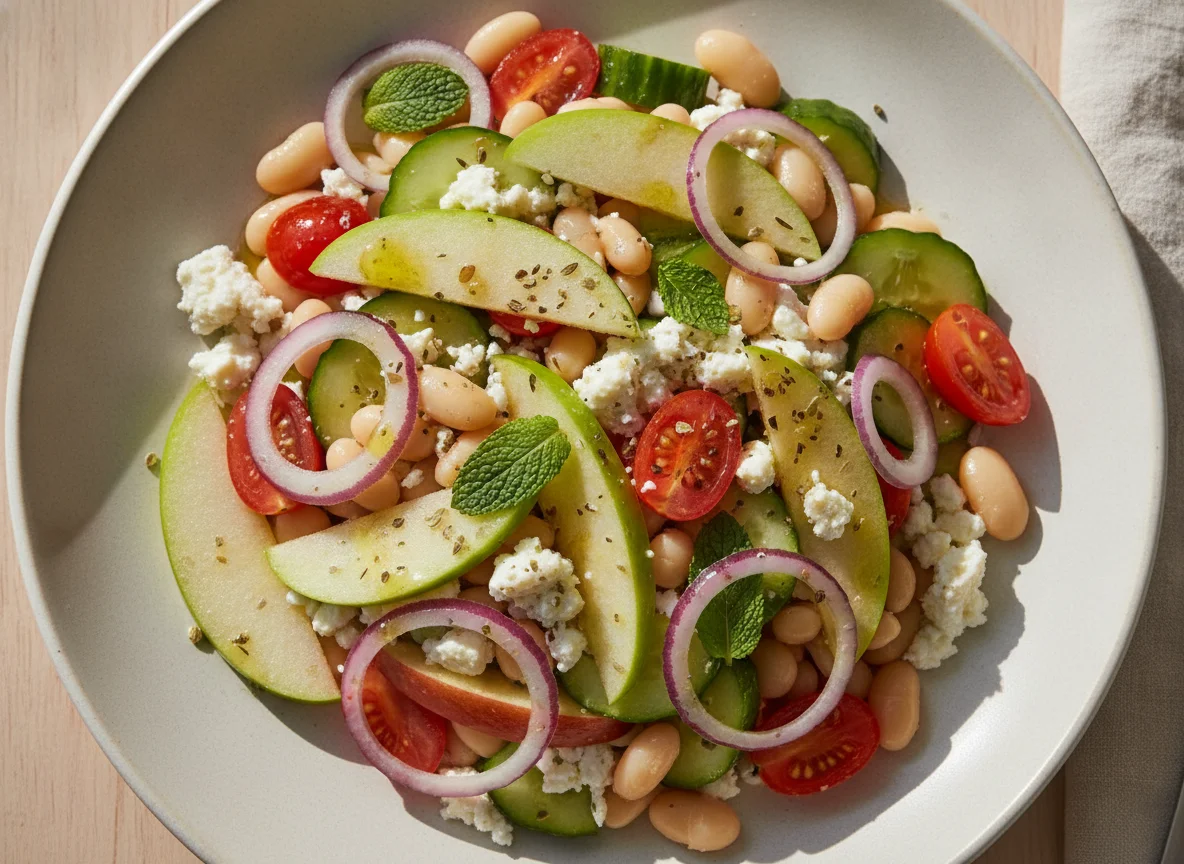 Mediterranean Bean Salad with Apple Slices photo