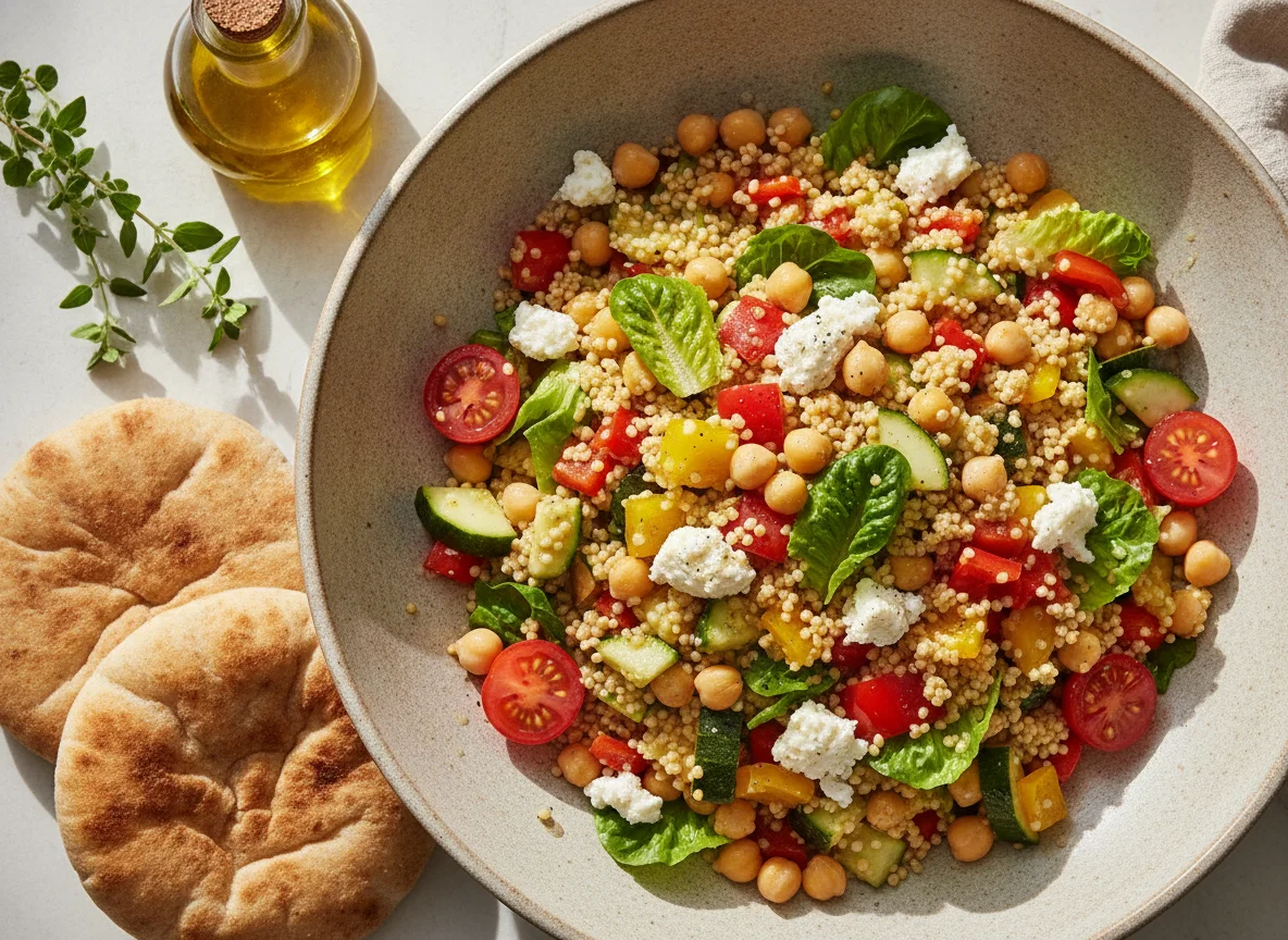 Mediterranean Couscous Salad with Wholemeal Pitta photo