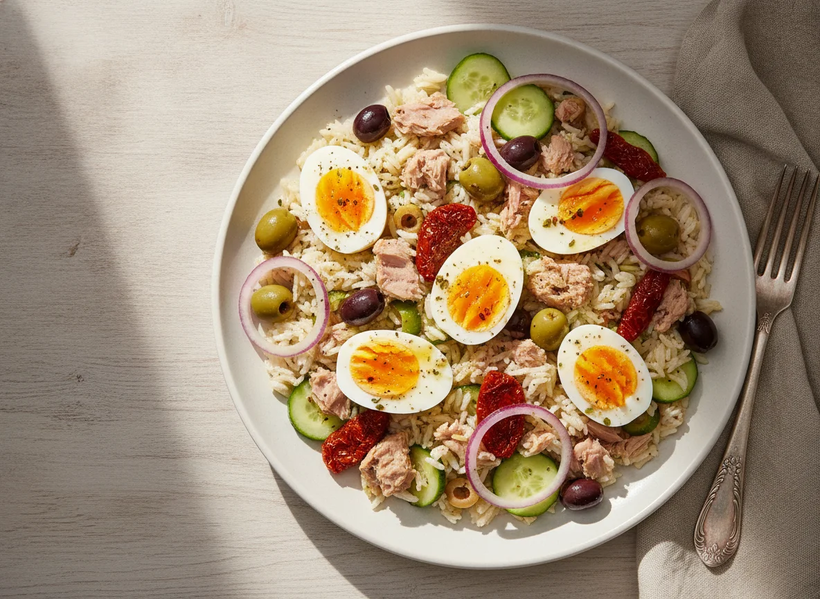 Mediterranean Rice Salad with Tuna and Egg photo