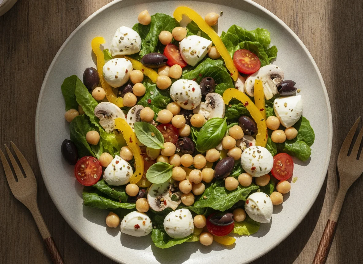 Mediterranean Salad with Chickpeas and Mozzarella photo