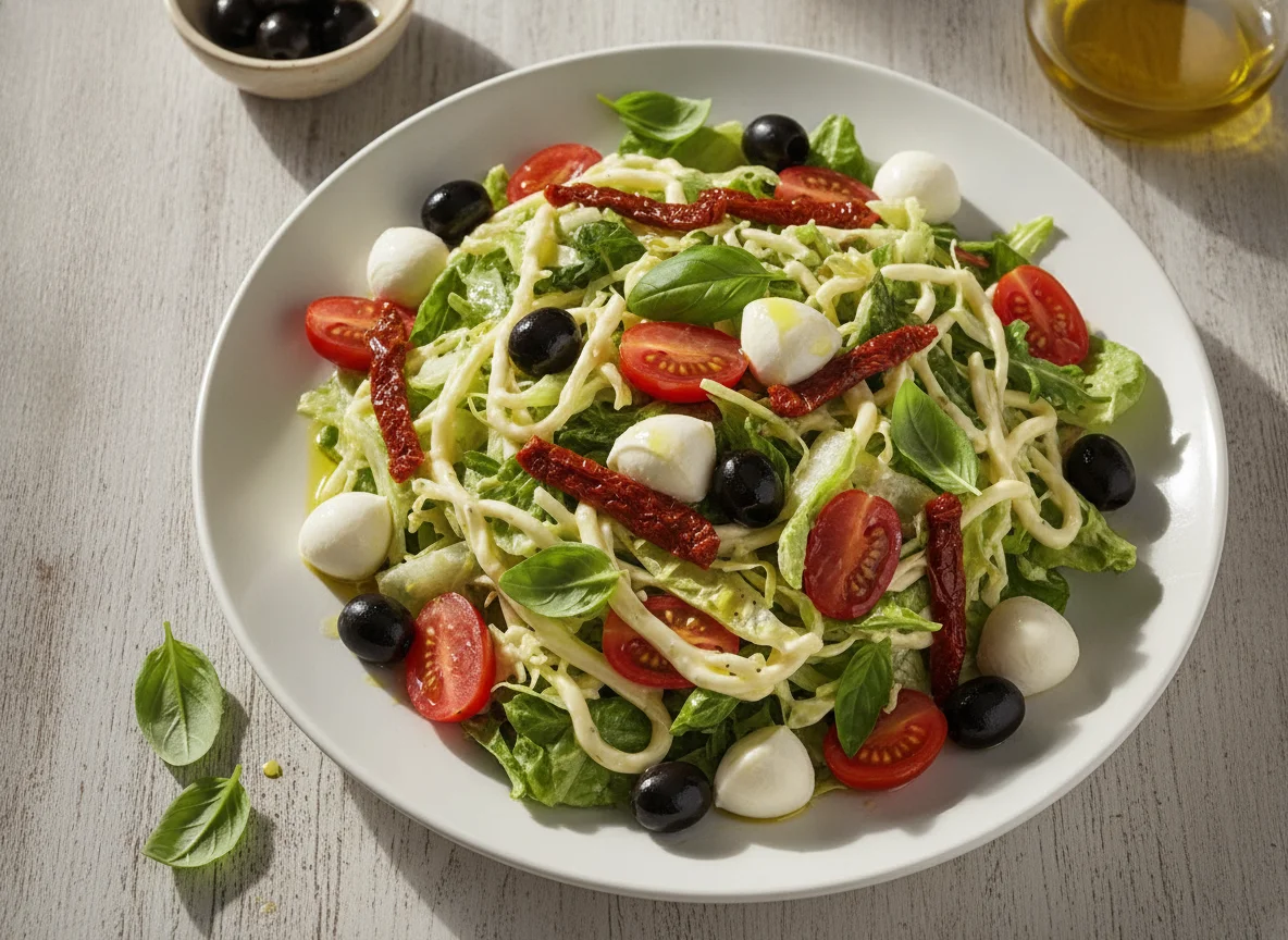 Mediterranean Salad with Mozzarella and Olives photo