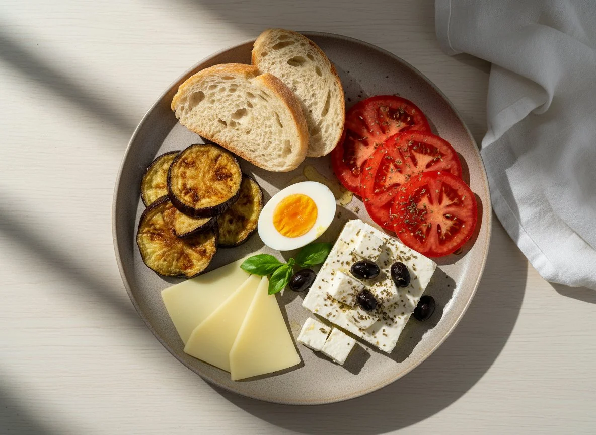 Mediterranean style breakfast plate photo