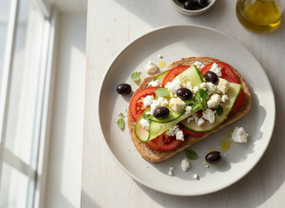 Mediterranean style open sandwich photo