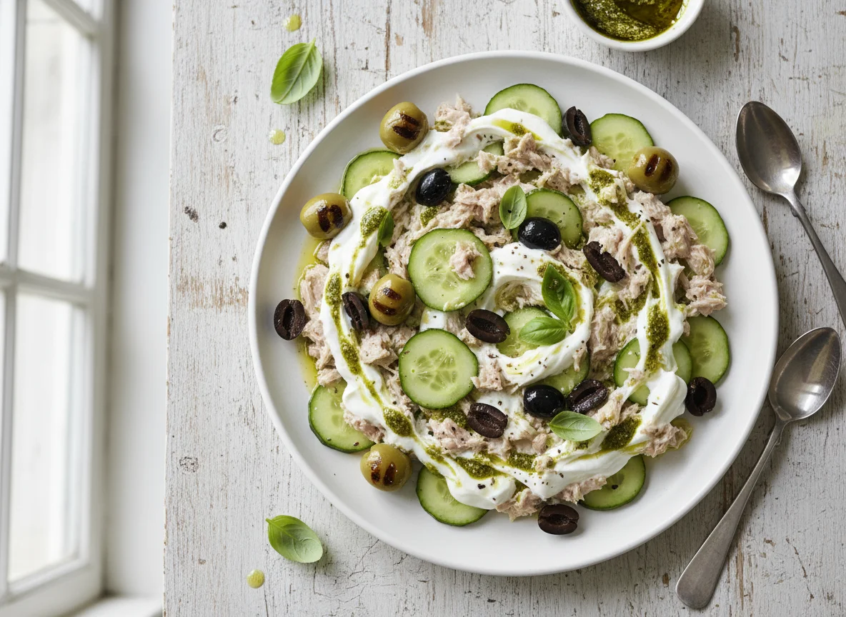 Mediterranean Tuna Salad with Yogurt and Pesto photo