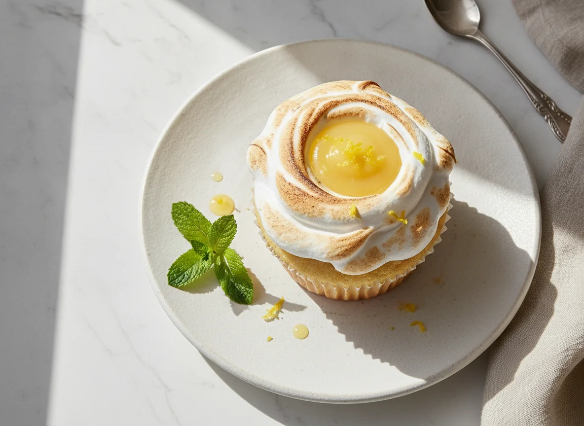 Meringue Cupcake with Lemon Curd photo