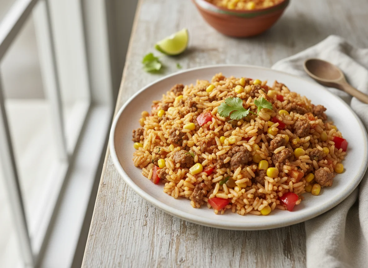 Mexican Rice with Ground Beef and Vegetables photo