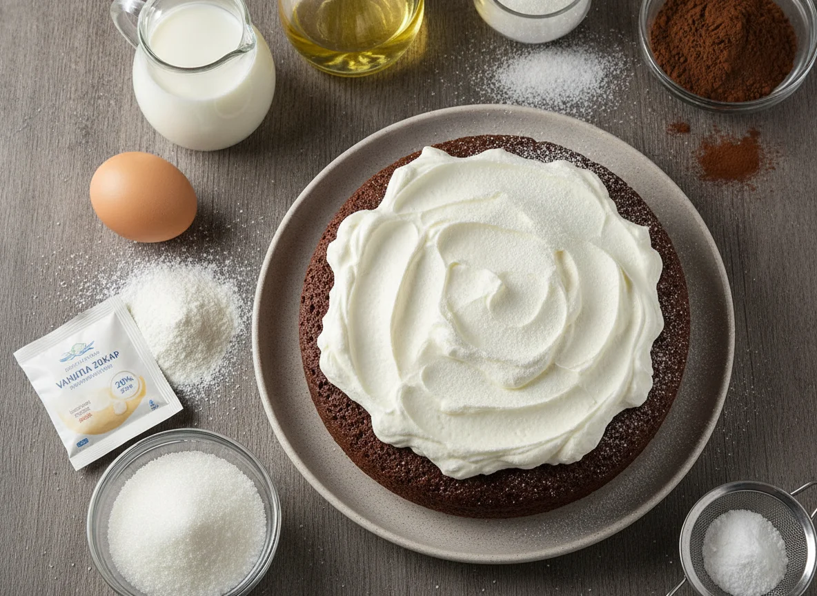 Microwave Chocolate Cake with Sour Cream Frosting photo