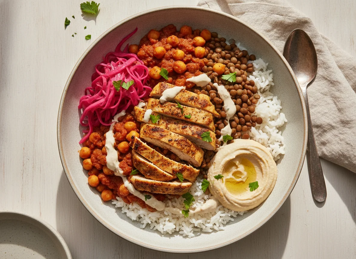 Middle Eastern Chicken and Lentil Bowl photo