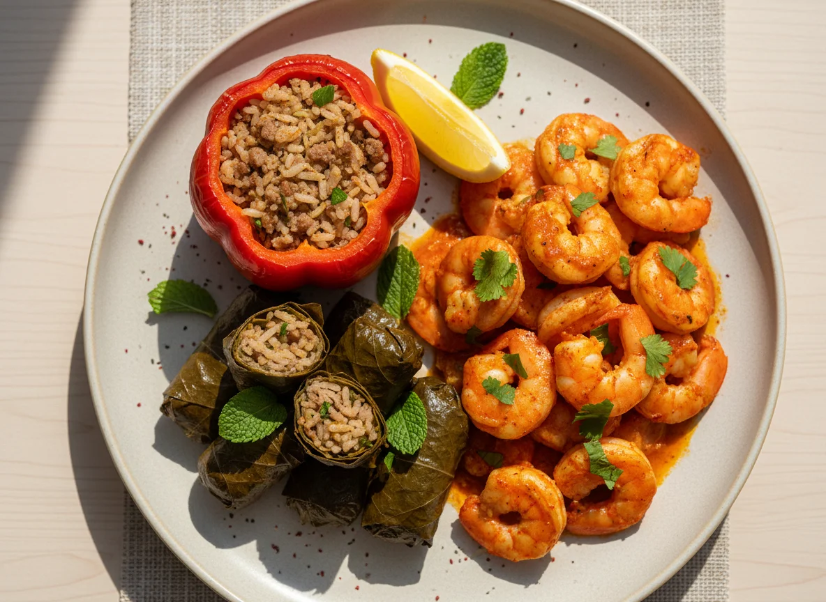 Middle Eastern Stuffed Vegetables with Shrimp photo