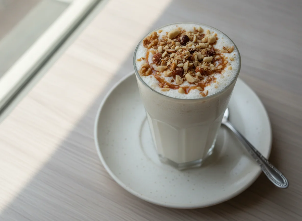 Milkshake with nuts photo