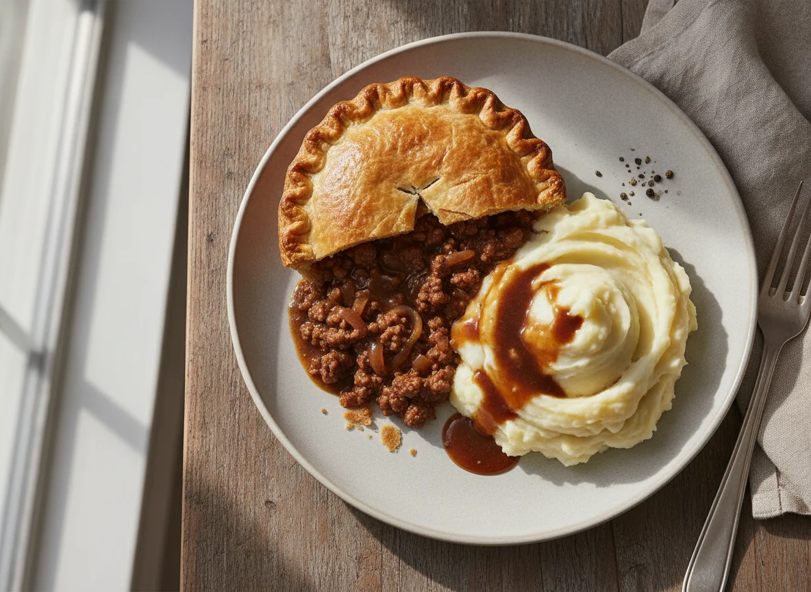 Minced Beef and Onion Pie with Mashed Potato photo