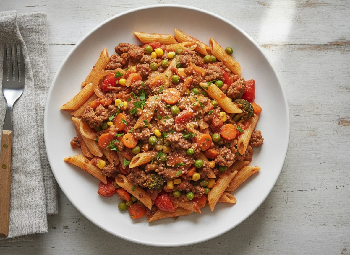 Minced Beef and Vegetable Pasta photo