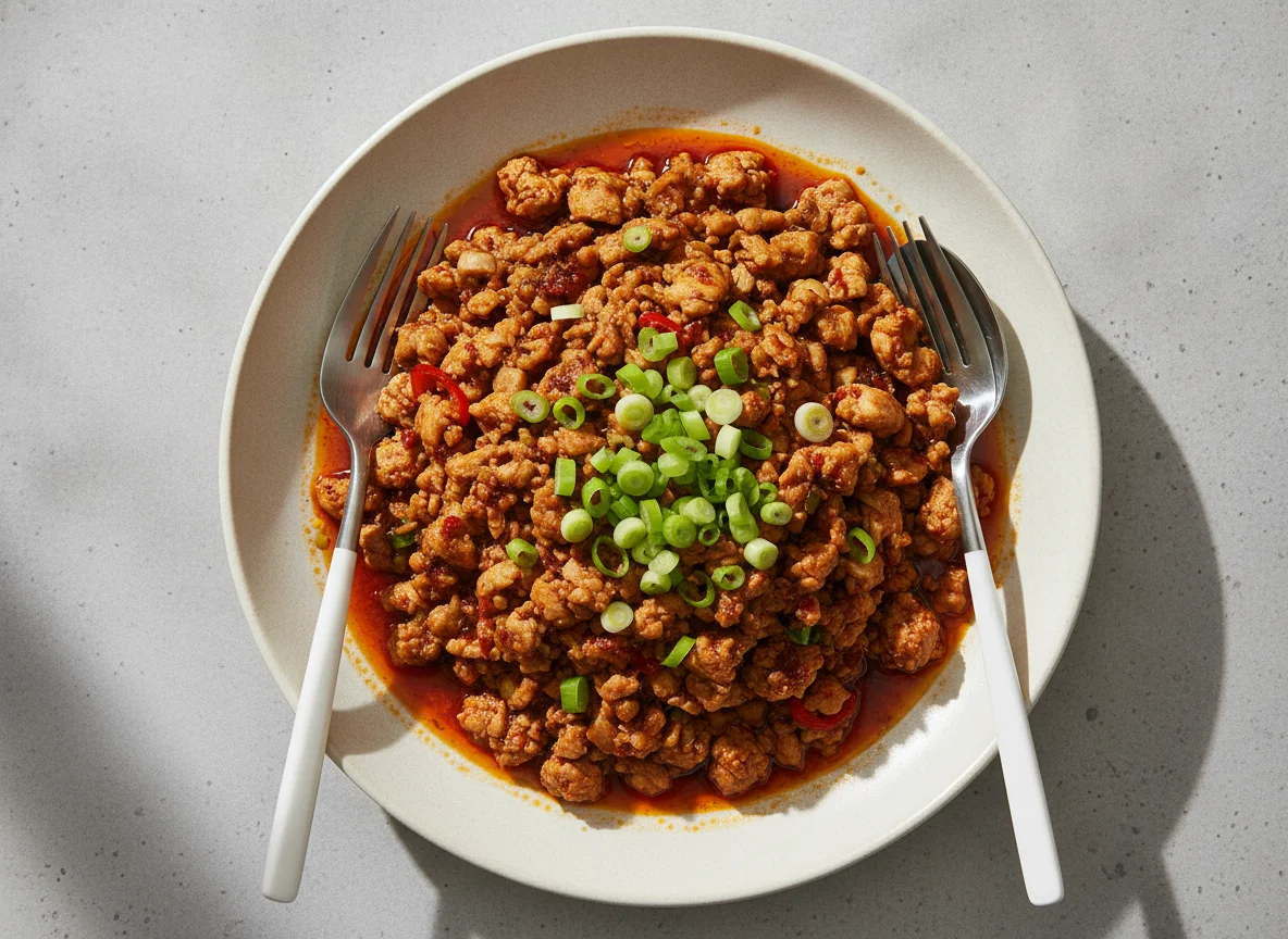 Minced Chicken with Green Onions and Sauce photo