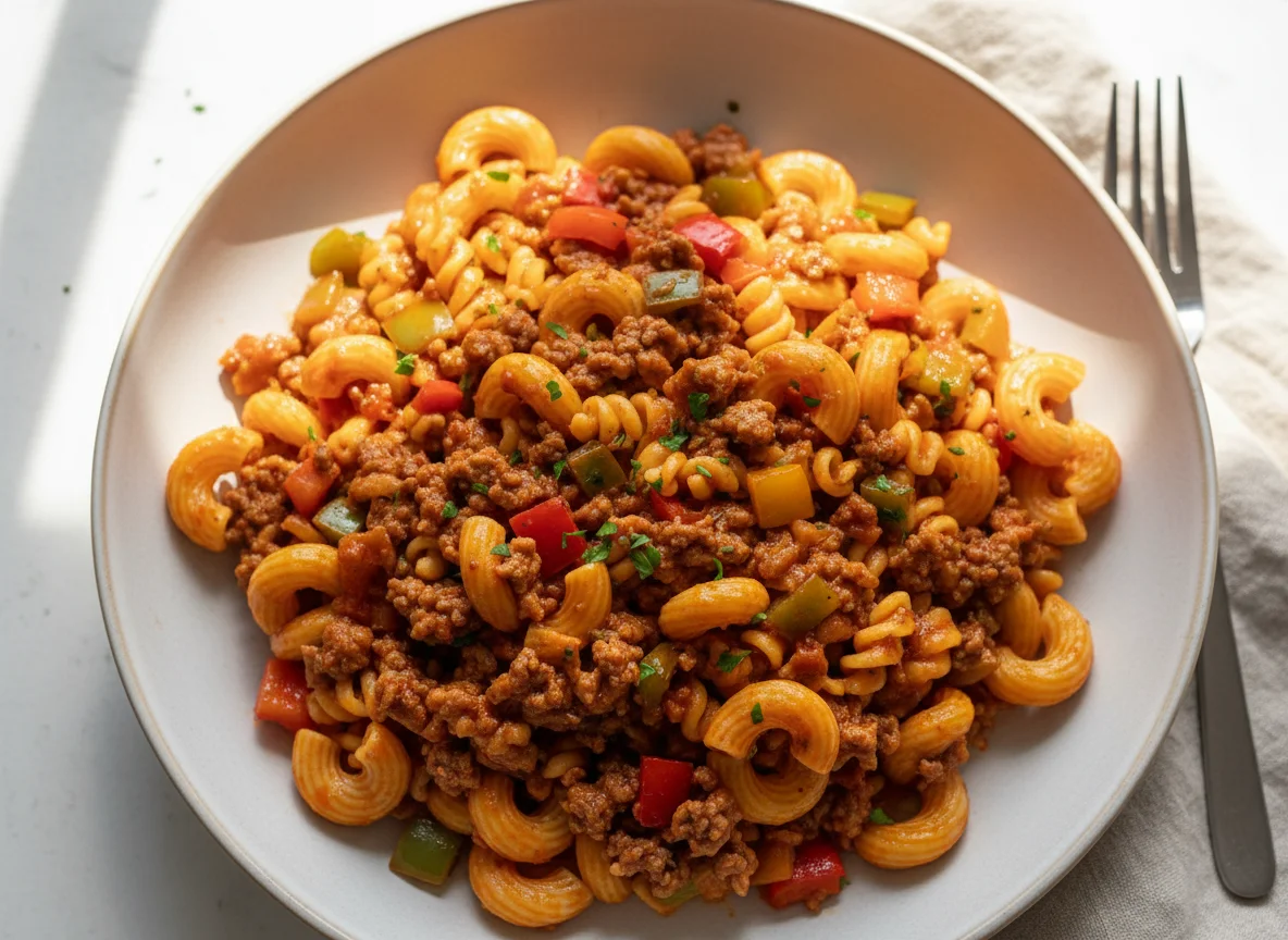 Minced Meat and Bell Pepper Pasta photo