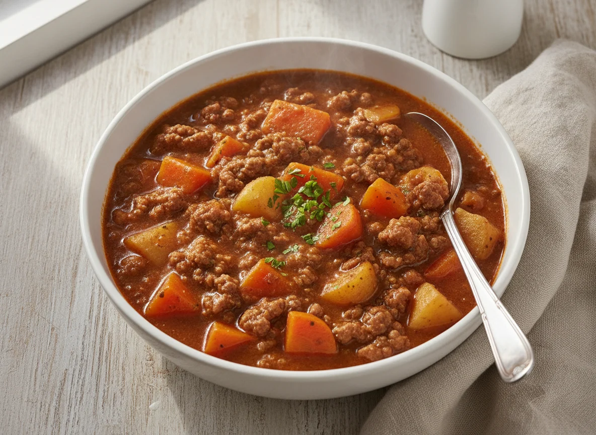 Minced Meat Stew with Carrots and Potatoes photo