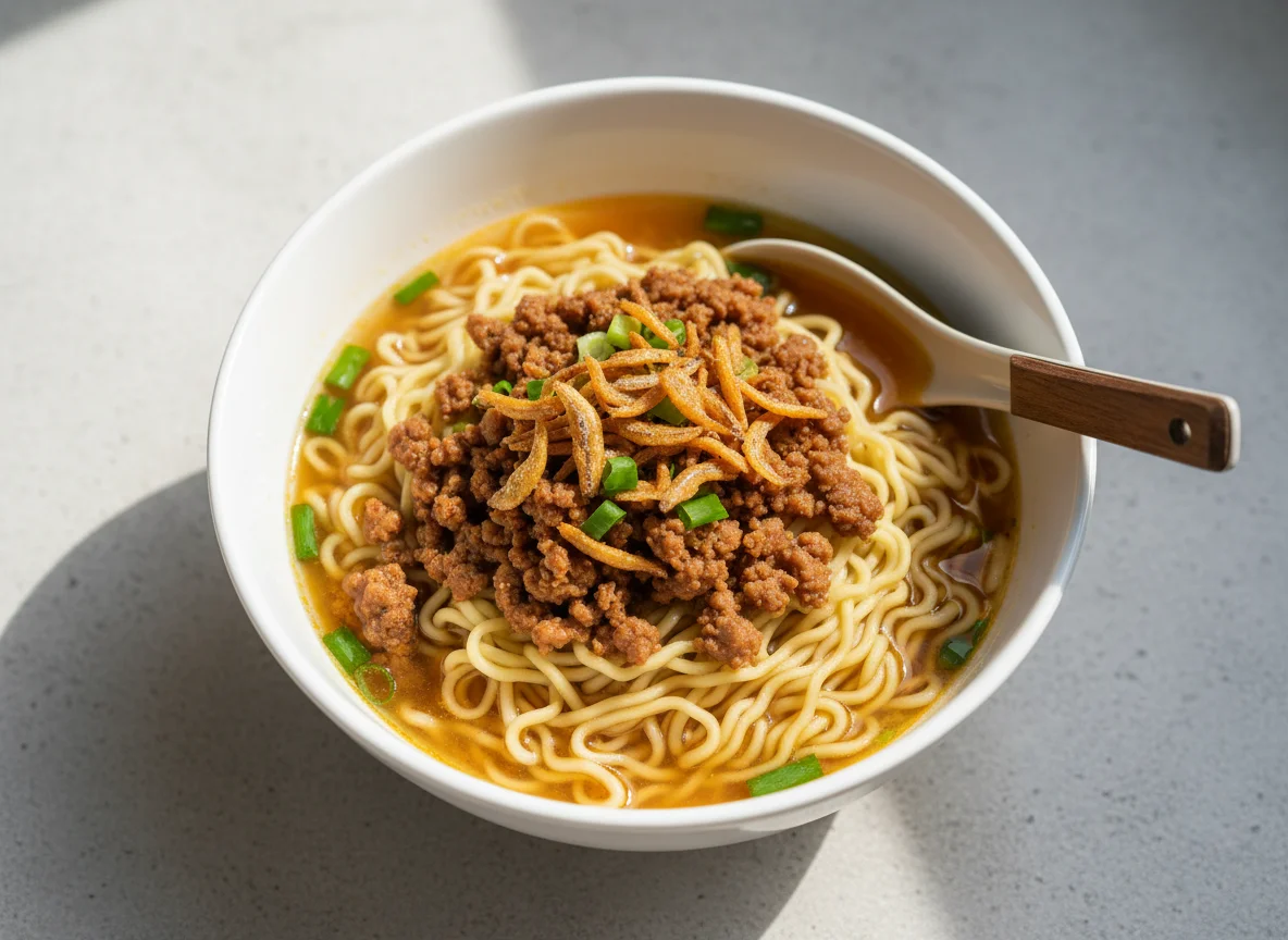 Minced Pork Noodles Soup photo
