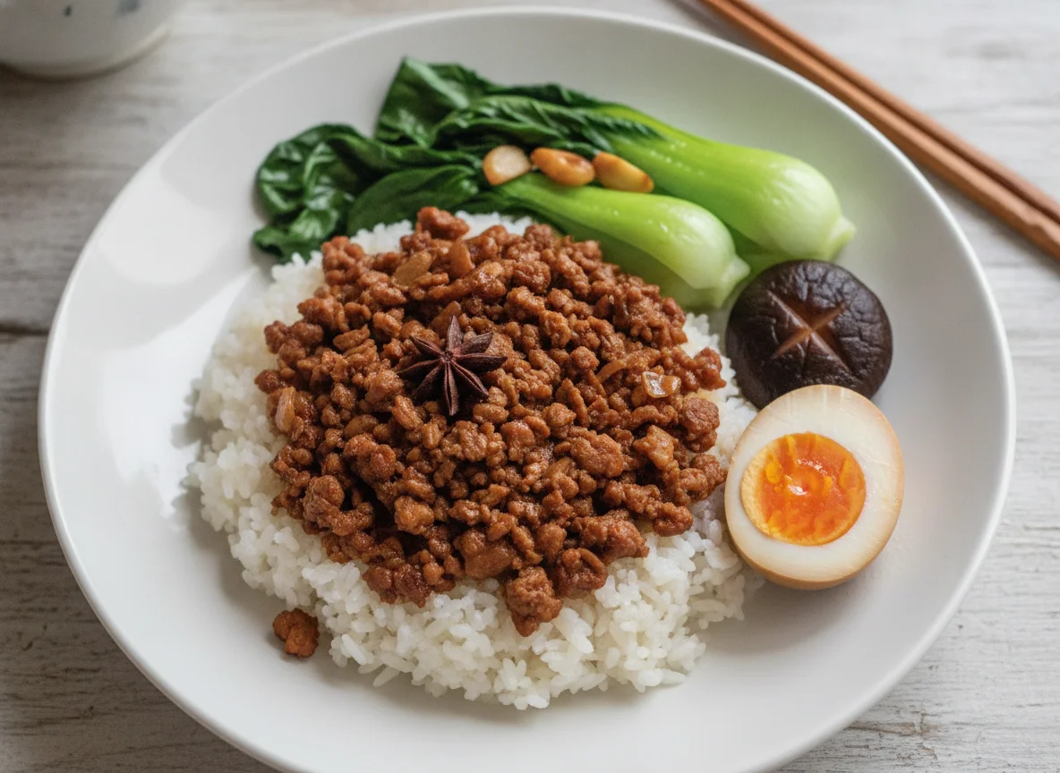 Minced Pork Rice with Bok Choy photo