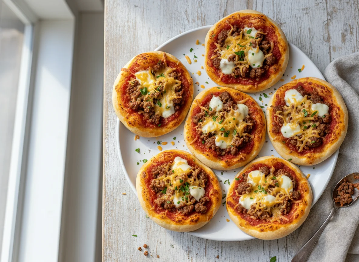 Mini Beef and Cheese Pizzas photo
