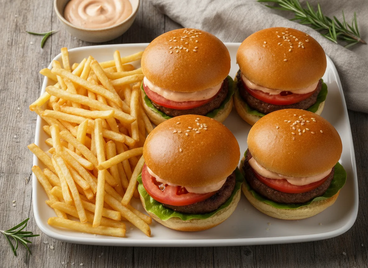 Mini Sliders with Shoestring Fries photo
