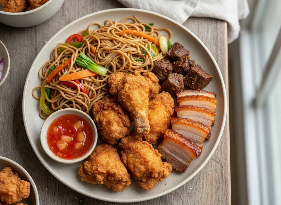 Mixed Asian-style leftovers photo