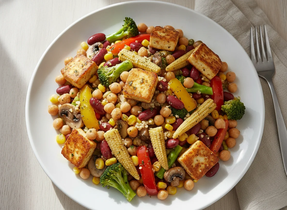 Mixed Bean and Vegetable Salad with Paneer photo