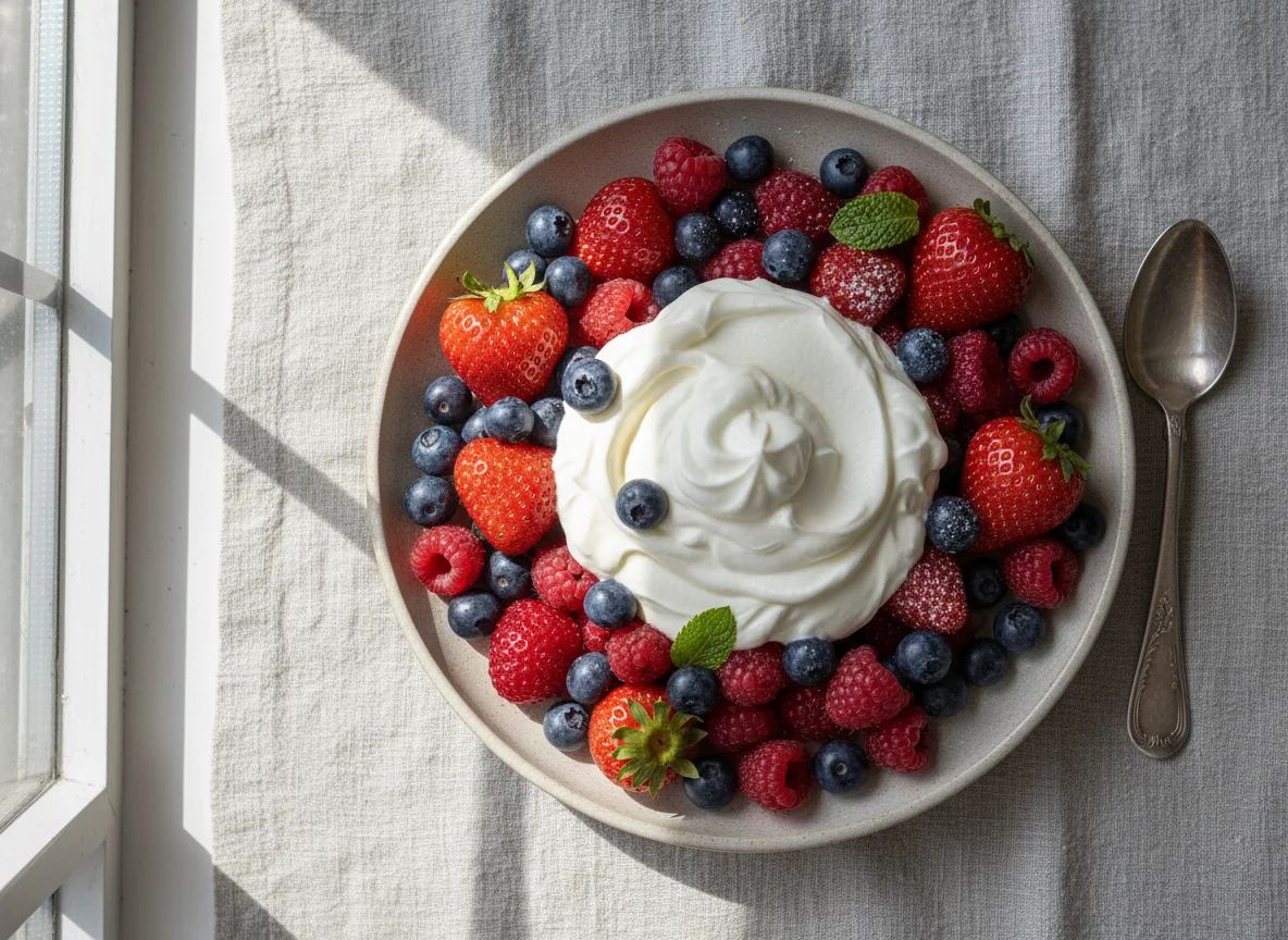Mixed Berries with Cream photo
