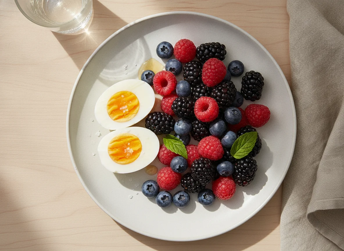 Mixed Berries with Hard Boiled Eggs photo